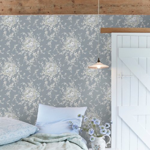 Rachel Ashwell Garden Floral Slate Grey Wallpaper Room