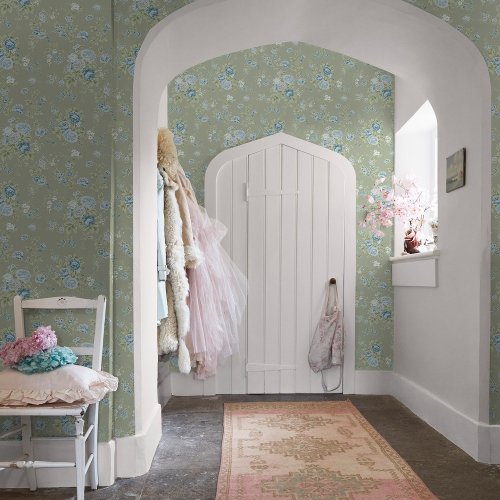 Rachel Ashwell Wild Flower Sage Wallpaper Room