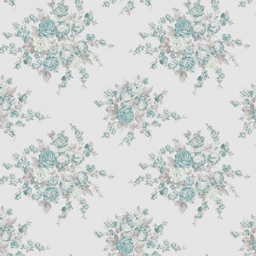 Rachel Ashwell Rose Blossom Teal Wallpaper