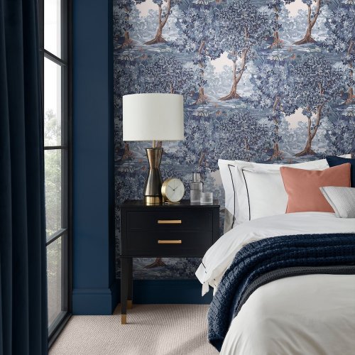 Bodenham Twilight wallpaper featuring a scenic woodland design in deep twilight blues.