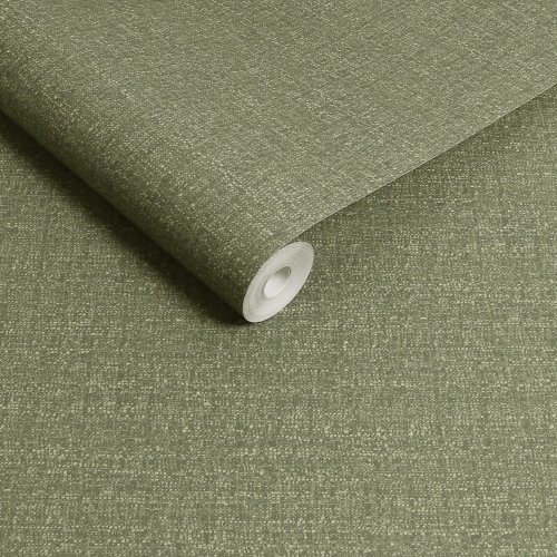 Close-up of green textured wallpaper with a subtle woven pattern for a natural look