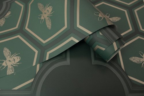 Holden Decor Bee Panel Green Wallpaper 13370