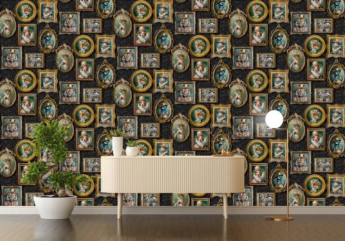 Holden Decor Regal Beasts Black Wallpaper Room