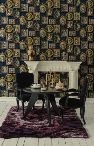 Holden Decor Regal Beasts Navy Wallpaper Room 2