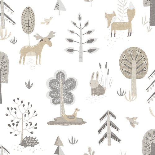 Galerie Country Animals Silver/Grey Wallpaper