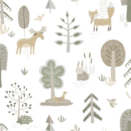 Galerie Country Animals Green Wallpaper