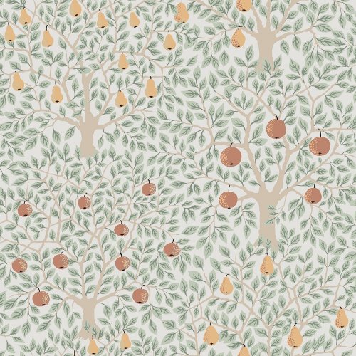 Galerie Apples & Pears White/Green Wallpaper