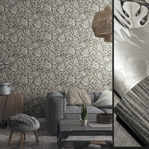 Galerie Eden Jungle Leaves Brown Wallpaper Room