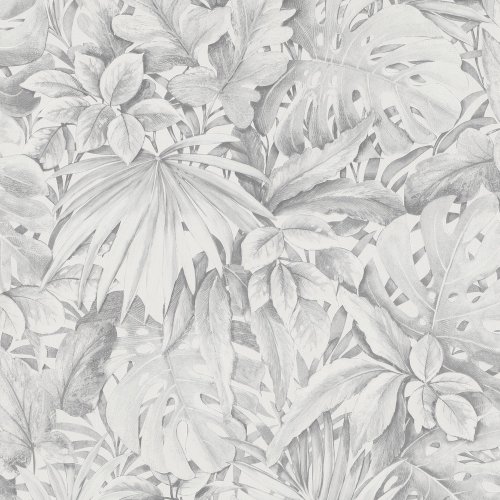 Galerie Eden Jungle Leaves Grey Wallpaper