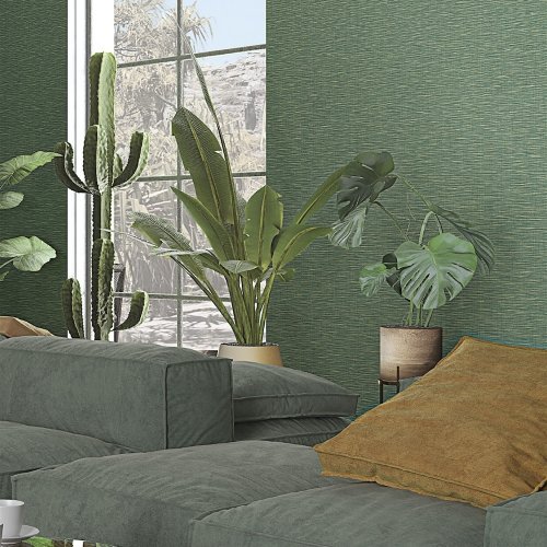 Modern green wallpaper with subtle weave pattern