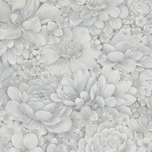 Galerie Eden Floral Texture Blue/Grey Wallpaper