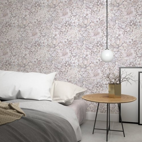 Galerie Eden Floral Texture Pink and Grey Wallpaper for refined home decor