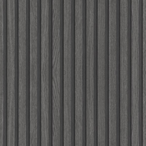 Galerie Eden Wood Stripe Black and Anthracite Wallpaper with vertical textured design