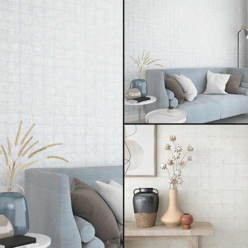 Galerie Eden Tile Blue/Grey Wallpaper Room