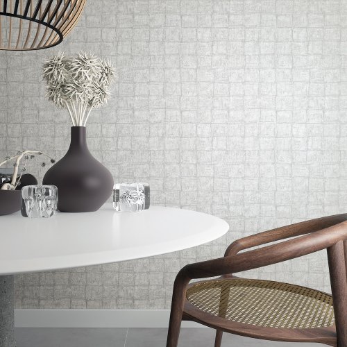 Galerie Eden Tile Mid Grey Wallpaper Room