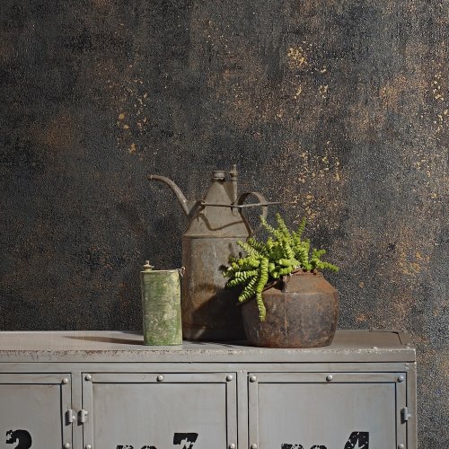 Galerie Urban Textures Plain Black/Copper Wallpaper