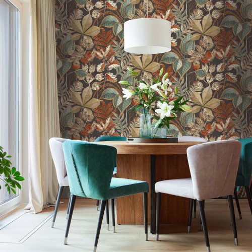 Belgravia Decor Eden Leaf Charcoal Wallpaper