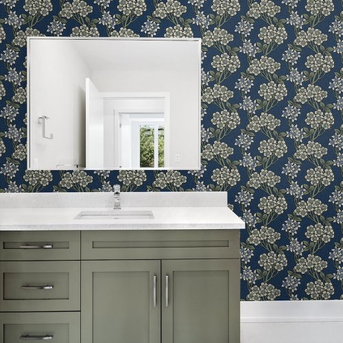 Galerie Floral Vine Dark Blue/Green/White Wallpaper Room 2