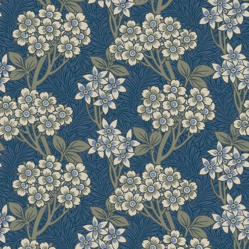 Galerie Floral Vine Dark Blue/Green/White Wallpaper