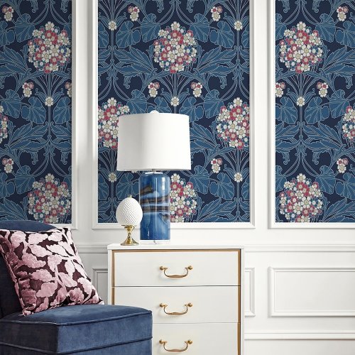 Galerie Floral Hydrangea Blue/White/Beige/Pink Wallpaper Room 2