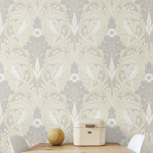 Galerie Bird Scroll Beige/Cream/Grey Wallpaper Room