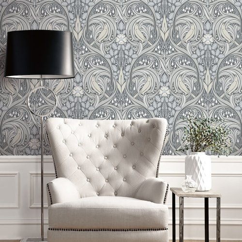 Galerie Bird Scroll Grey/Mauve/Cream Wallpaper Room