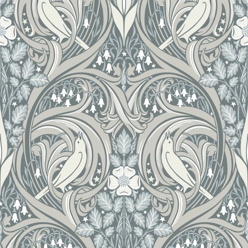 Galerie Bird Scroll Grey/Mauve/Cream Wallpaper