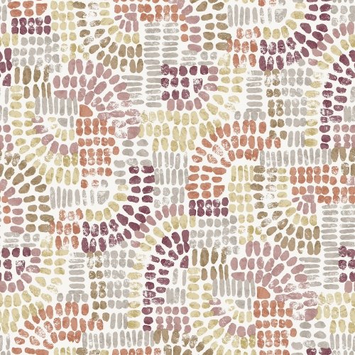 Wanderer Purple and Orange Wallpaper with a hand-painted abstract pattern in warm tones