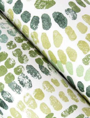 Roll shot of Wanderer Green Wallpaper with a modern, artistic design