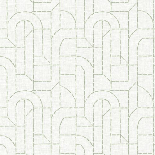 A Street Prints Integrity Sage and Grey Wallpaper with a geometric stitched design