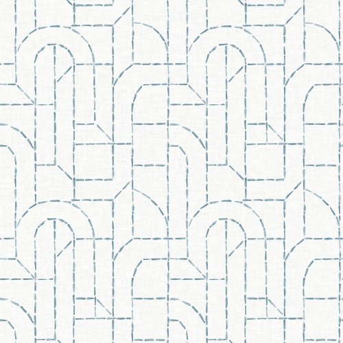 A Street Prints Integrity Blue Grey Wallpaper with a stitched geometric pattern