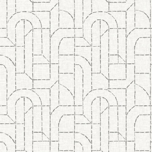 A Street Prints Integrity Grey Wallpaper with a stitched geometric design