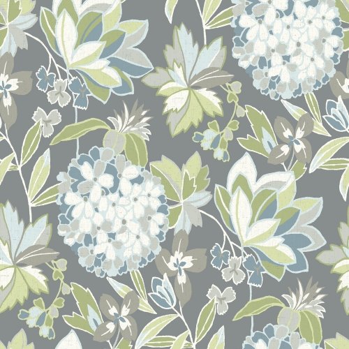 A Street Prints Valdivian Grey Green Wallpaper with botanical design