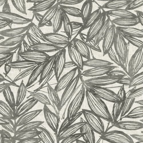 A Street Prints Rhythmic Charcoal Wallpaper with hand-drawn leaves