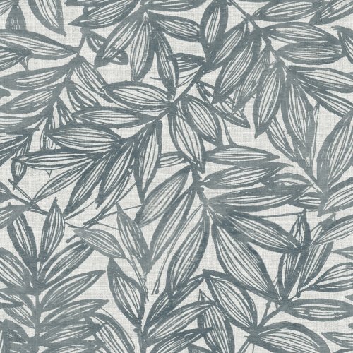 A Street Prints Rhythmic Blue Grey Wallpaper with hand-drawn leaves