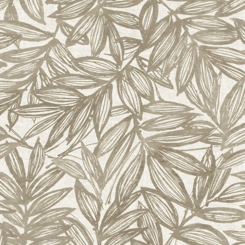 A Street Prints Rhythmic Taupe Wallpaper with hand-painted leaves