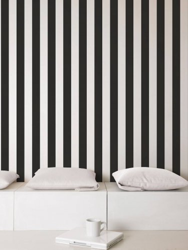 Galerie Awning Stripe Black Wallpaper Room