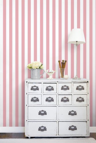 Galerie Awning Stripe Pink Wallpaper Room 2