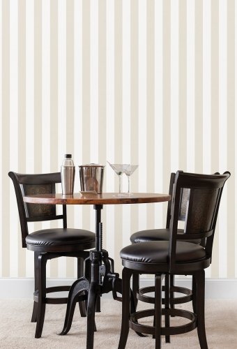 Galerie Awning Stripe Taupe Wallpaper Room 2