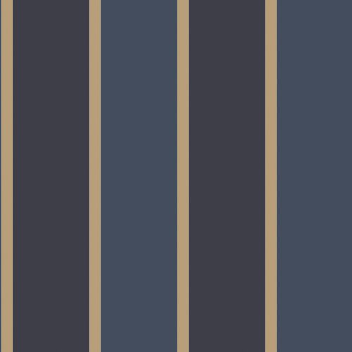 Galerie Formal Stripe Blue / Navy / Gold Wallpaper