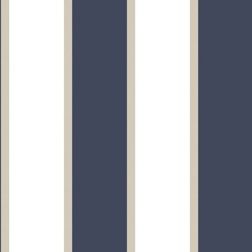 Galerie Formal Stripe Navy / Gold / White Wallpaper