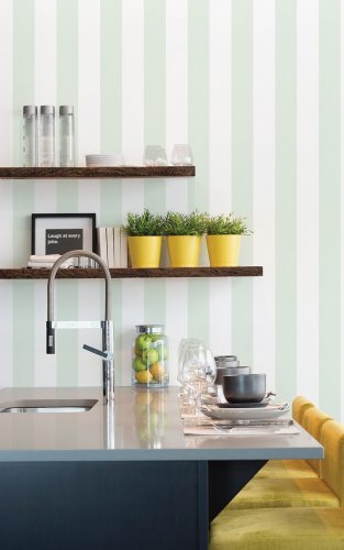 Galerie Surface Stripe Mint Green Wallpaper Room 2