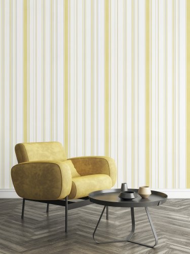 Galerie Casual Stripe Yellow / Greys Wallpaper Room