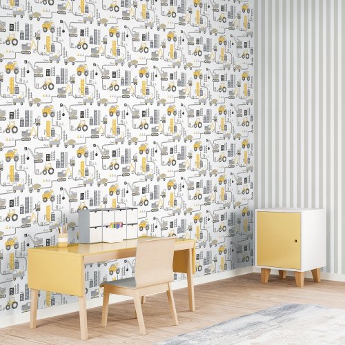 Galerie Construction Yellow/Greige Wallpaper Room