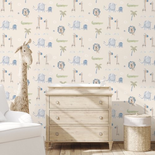 Galerie Jungle Friends Beige/Safari Green Wallpaper Room