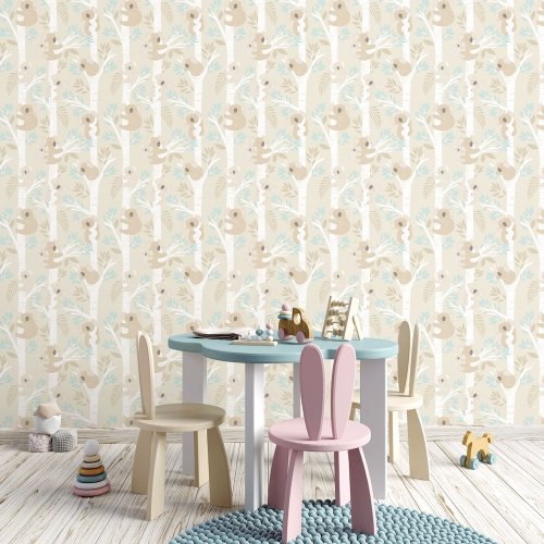 Galerie Koalas Beige/Turquoise/Glitter Wallpaper Room