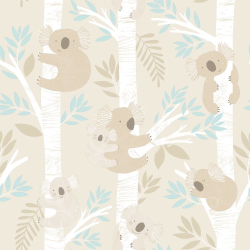 Galerie Koalas Beige/Turquoise/Glitter Wallpaper