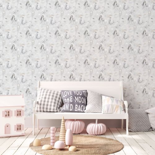 Galerie Mermaids Grey/Silver/Glitter Wallpaper Room