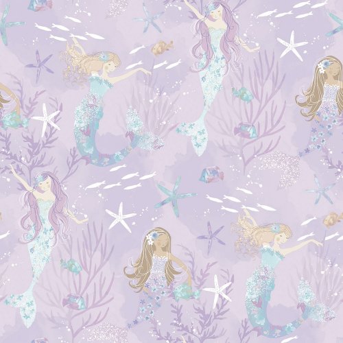 Galerie Mermaids Purple/Turquoise/Glitter Wallpaper