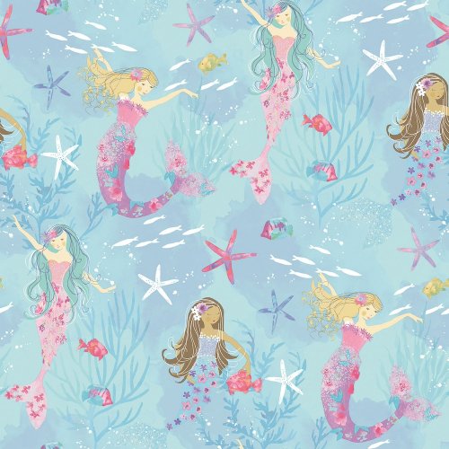 Galerie Mermaids Turquoise/Hot Pink/Glitter Wallpaper